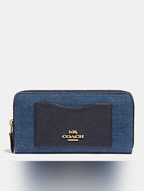 COACH DENIM & NAVY LEATHER ZIP WALLET